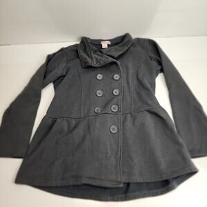 Slimmer By J.J. Basics Dark Gray 7 Button Cloth Coat Style Girls Juniors Size L